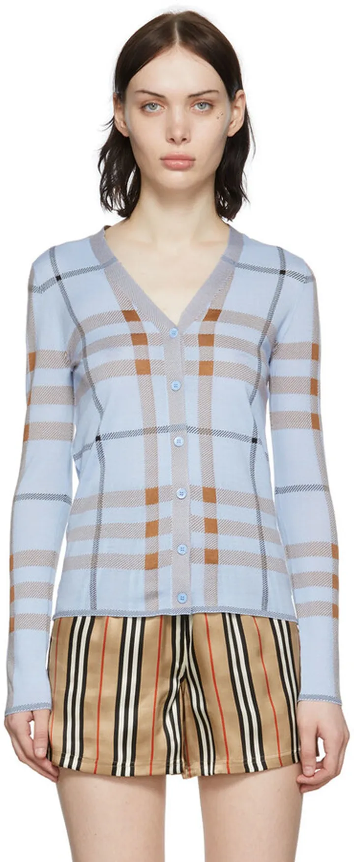 Burberry Blue Vintage Check Cardigan