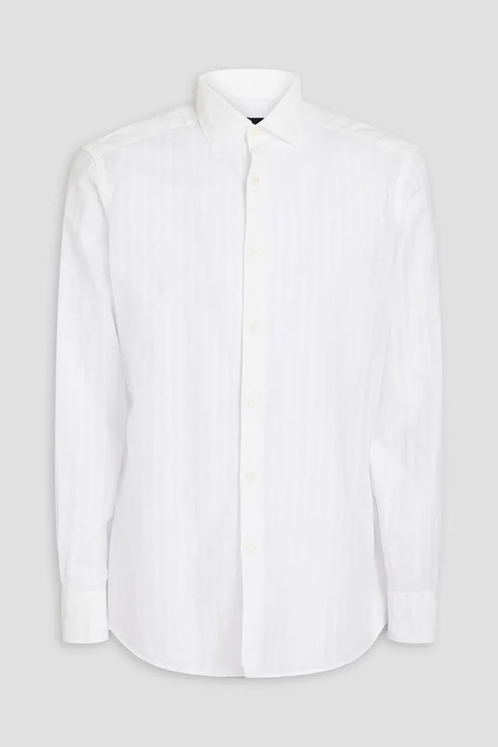 Striped cotton and linen-blend gauze shirt
