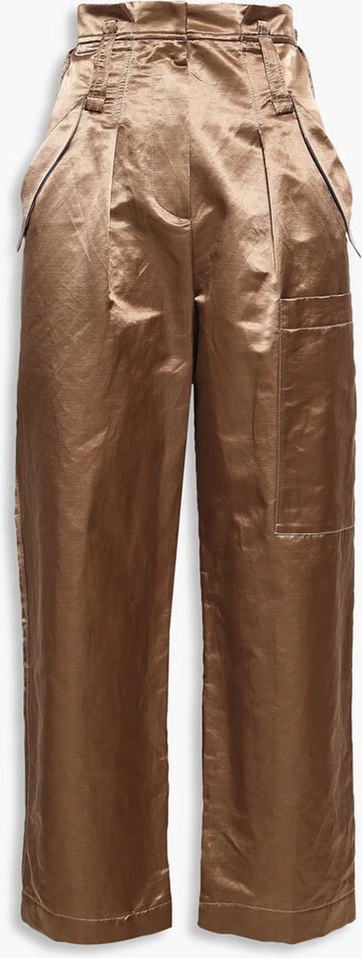 Cropped shantung straight-leg pants