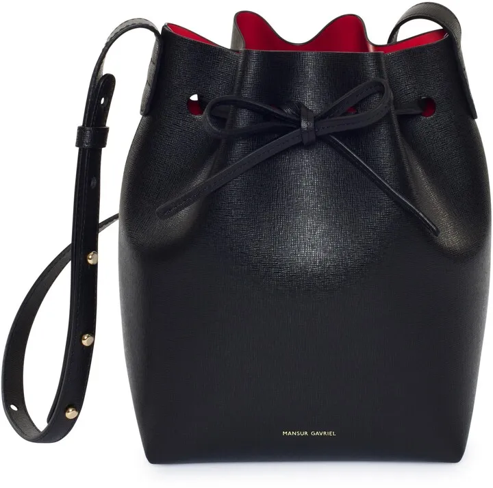 Mini Saffiano Leather Bucket Bag