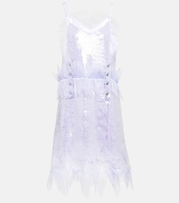 Sequined lace slip dress