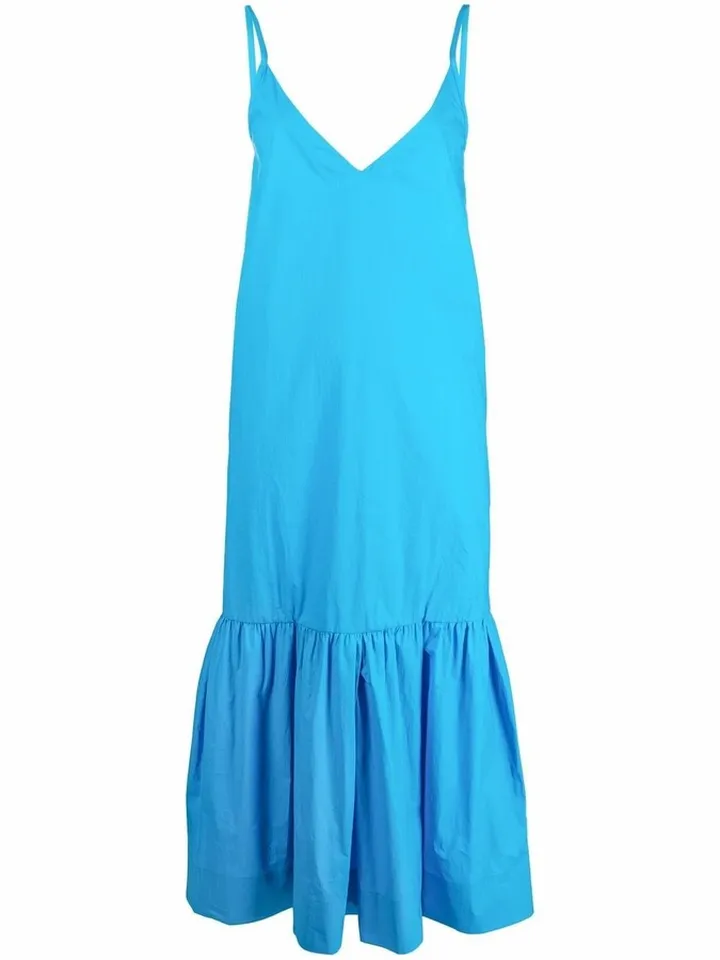 Ruffle-Hem Sleeveless Midi Dress
