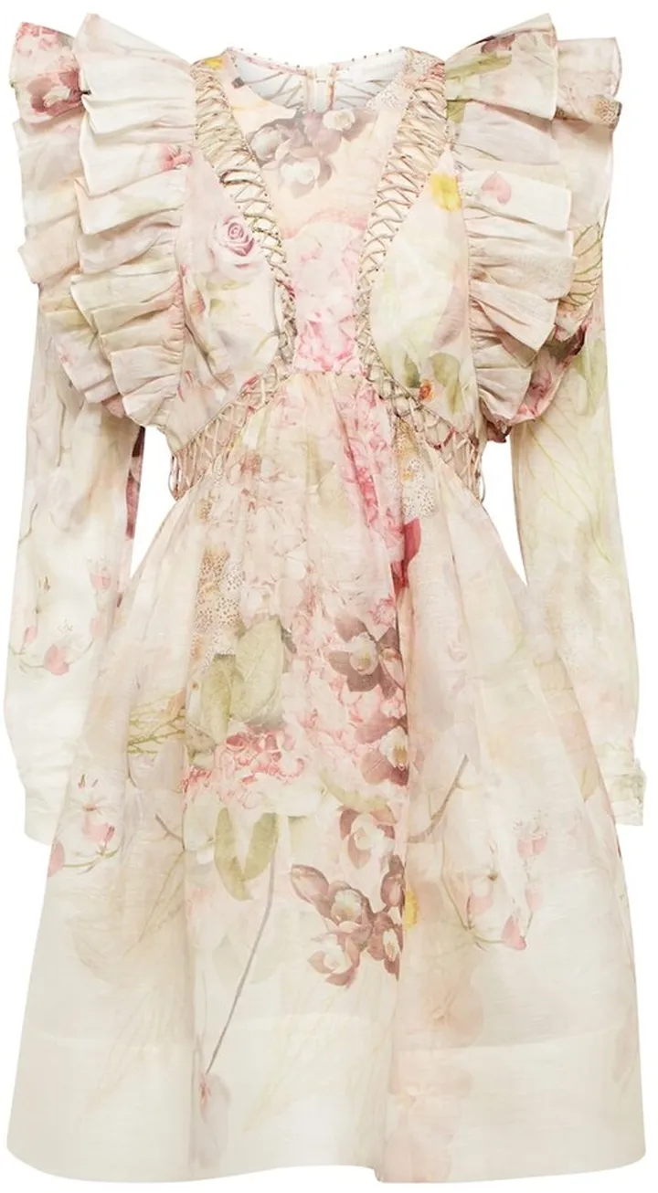 Dancer linen and silk organza minidress