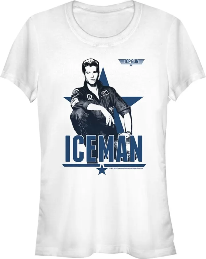 Junior's Top Gun Iceman Sketch T-Shirt - White - Medium