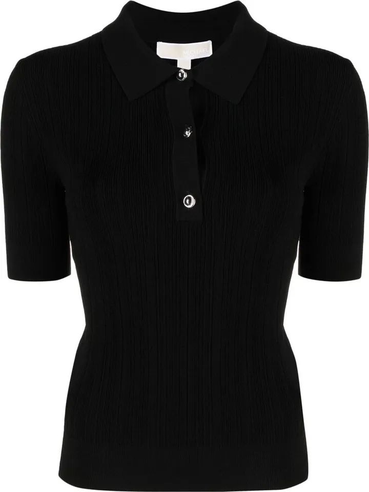 Fine-Ribbed Polo Shirt