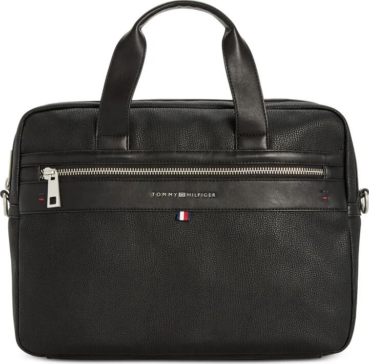 Tommy Hilfiger Men's Pebble Faux-Leather Leo Briefcase