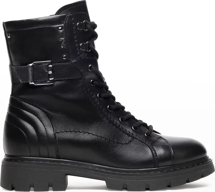 Calfskin Buckle Combat Boots