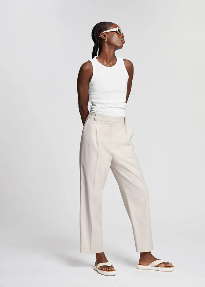 Pleated Straight Leg Trousers