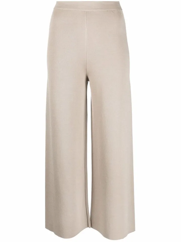 Cropped Wide-Leg Knitted Trousers