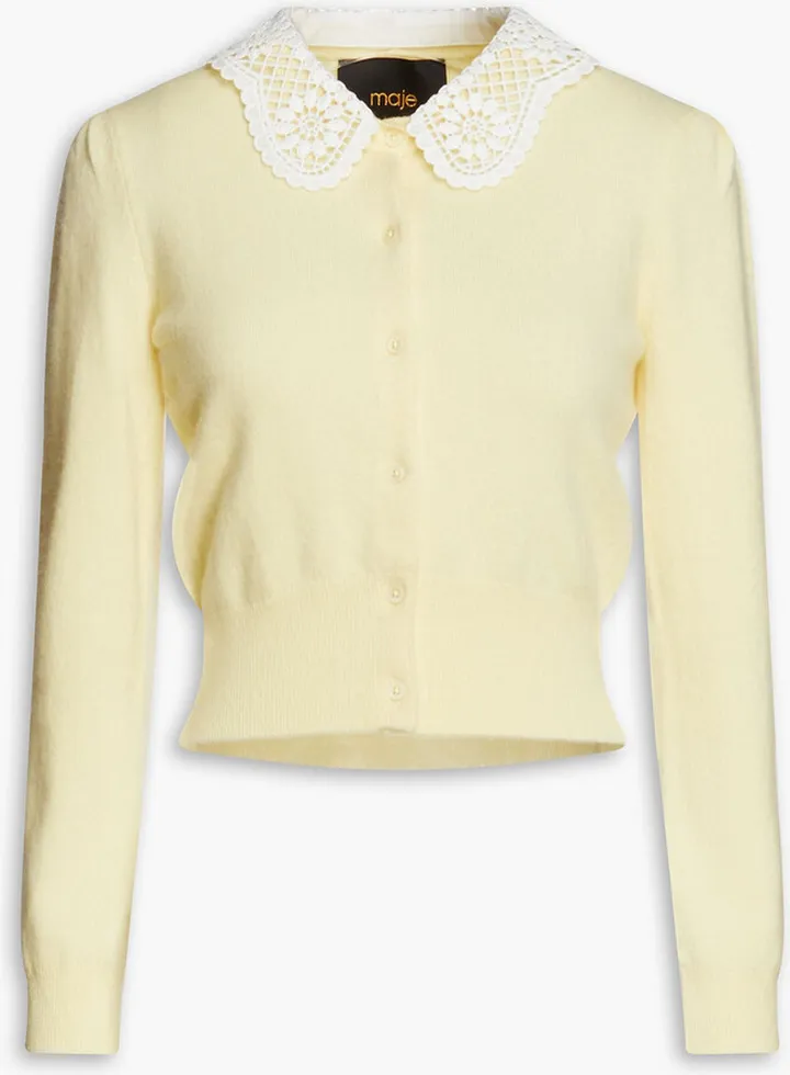 Matisson crocheted lace-trimmed cashmere-blend cardigan