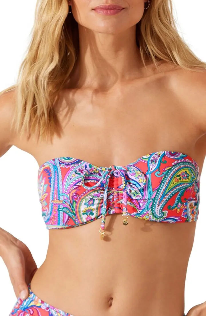 Paisley Keys Bandeau Bikini Top