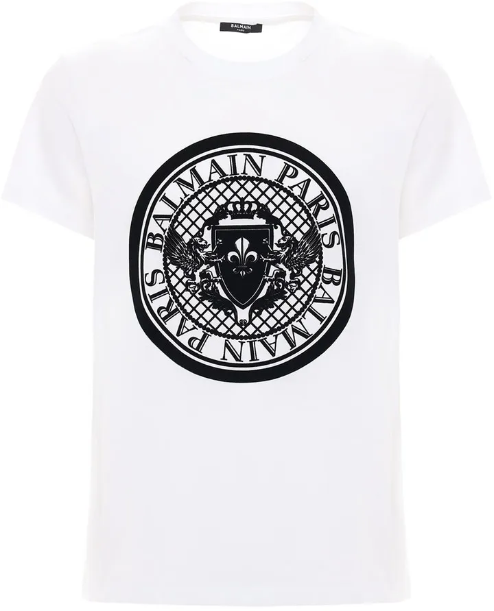 Flocked Coin Cotton Jersey T-Shirt