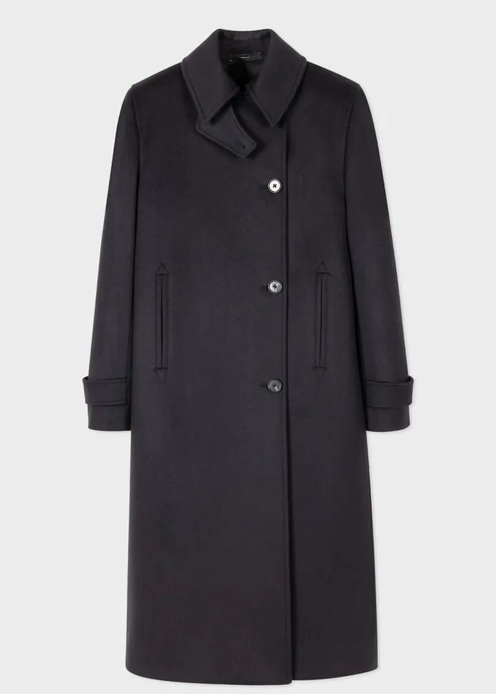 Women's Navy Wool-Cashmere Double-Breasted Coat