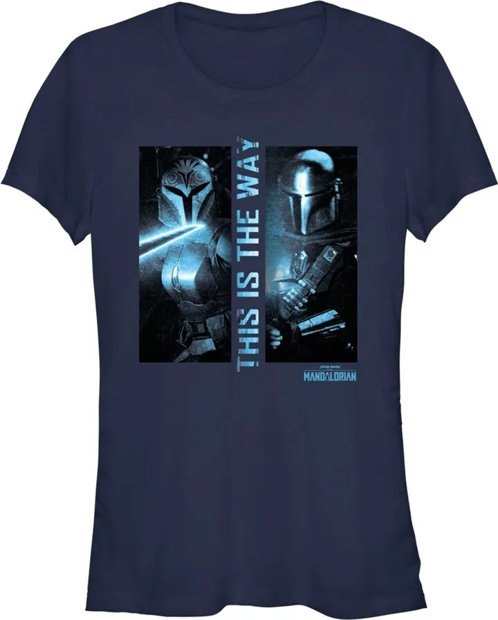 Junior's Star Wars: The Mandalorian Din Djarin and Bo-Katan Kryze This is the Way T-Shirt - Navy Blue - Small