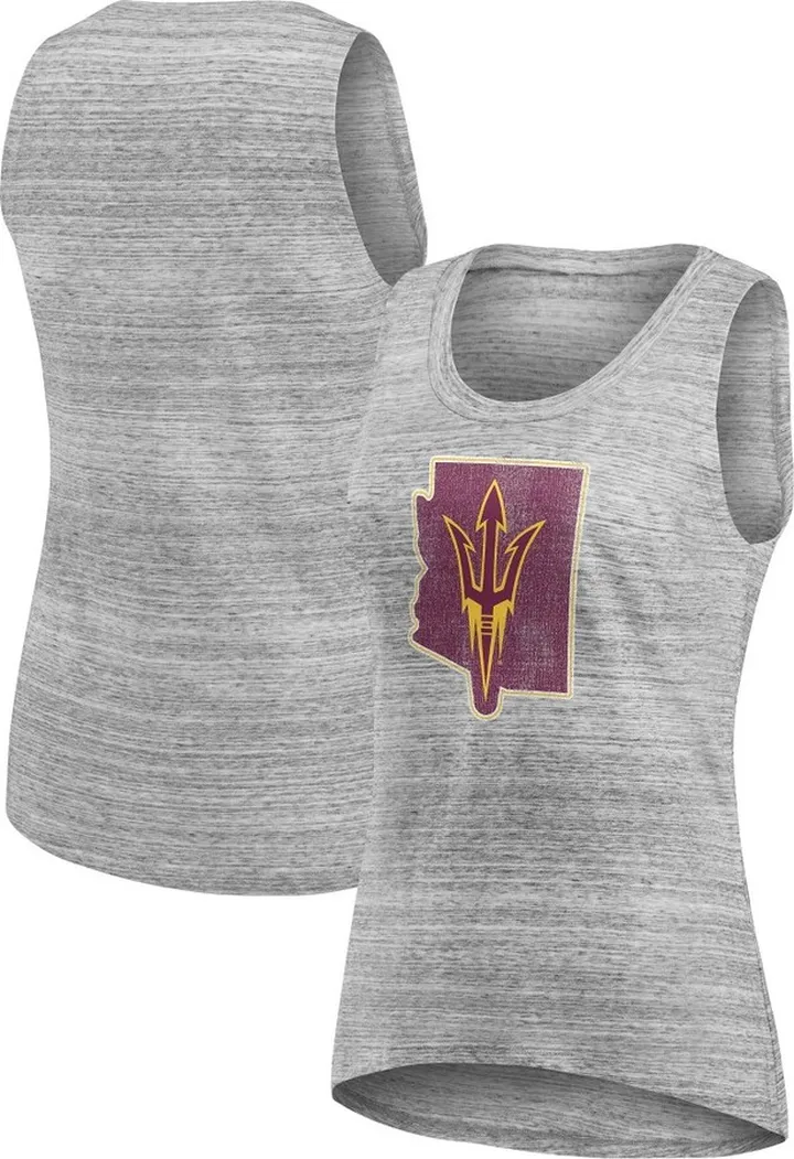 NCAA Arizona State Sun Devils Women's State Outline Gray Tank Top - XXL