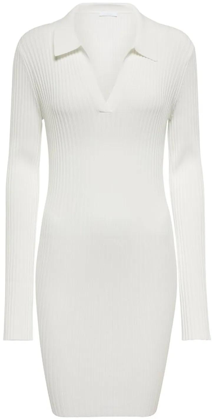 Ribbed-knit polo minidress
