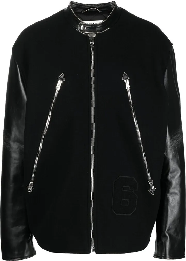 Leather-Panelled Bomber Jacket