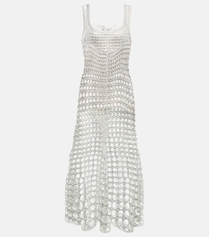Crochet silk maxi dress