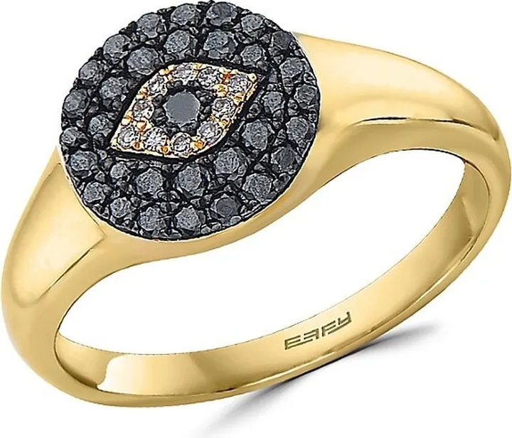 14K Yellow Gold & 0.34 TCW Diamond Evil Eye Signet Ring