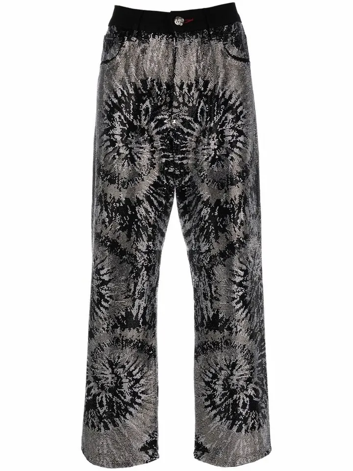Embellished Wide-Leg Jeans