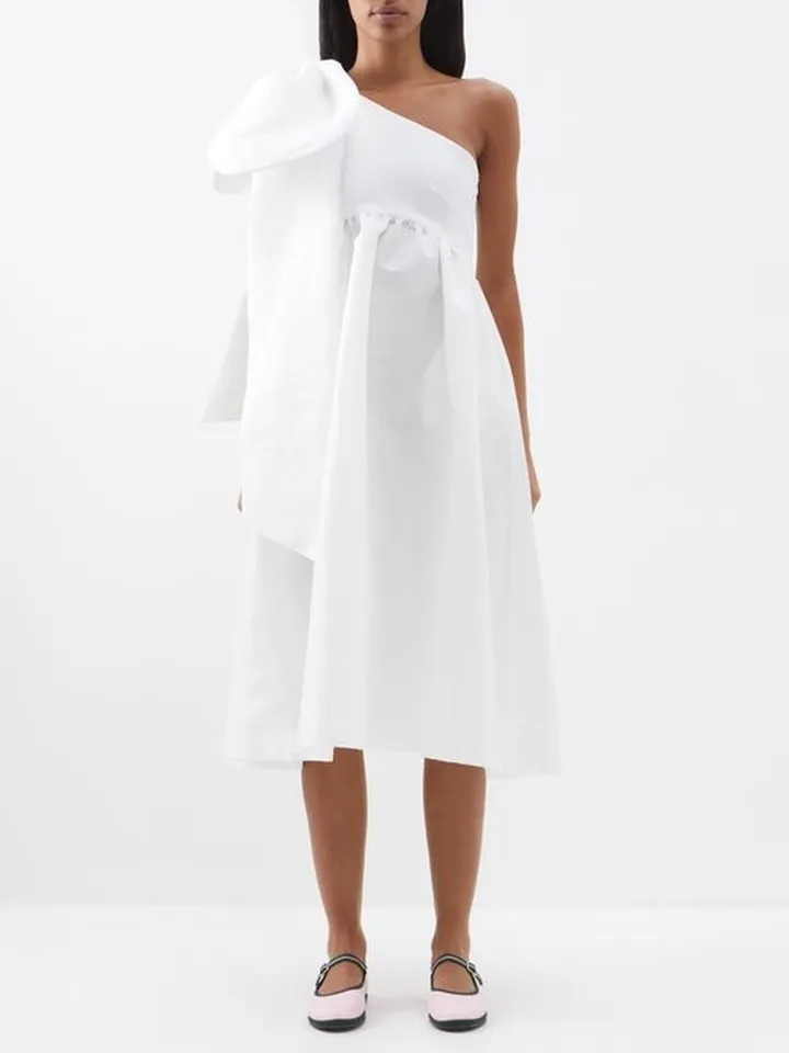 Claresa One-shoulder Taffeta Midi Dress
