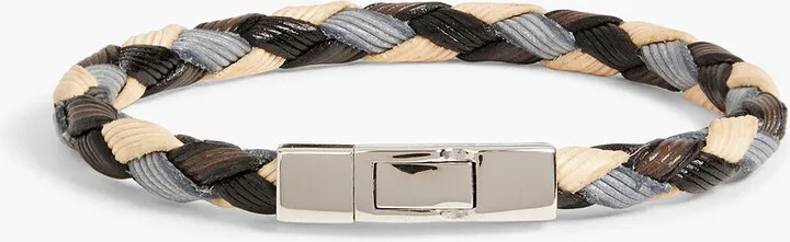 Sterling silver and braided leather bracelet