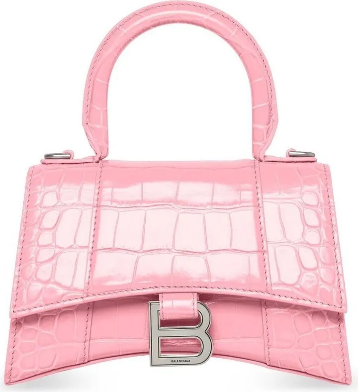 Hourglass crocodile-embossed handbag