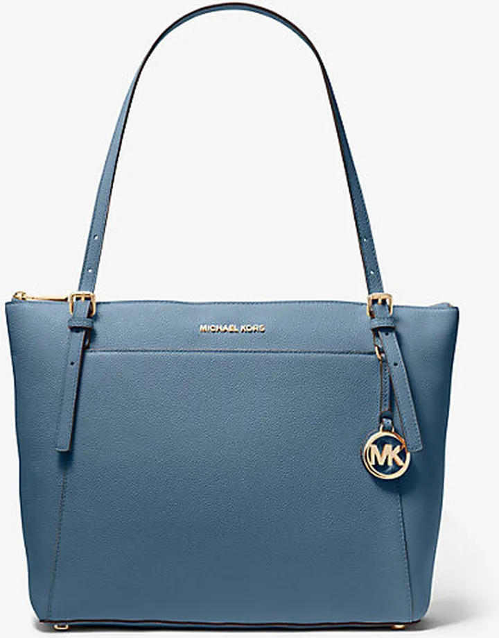 Voyager Large Pebbled Leather Top-Zip Tote Bag