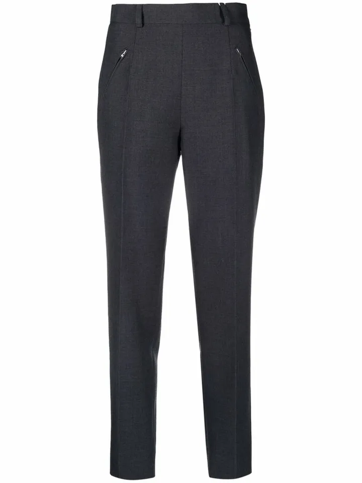 High-Waisted Slim-Fit Trousers