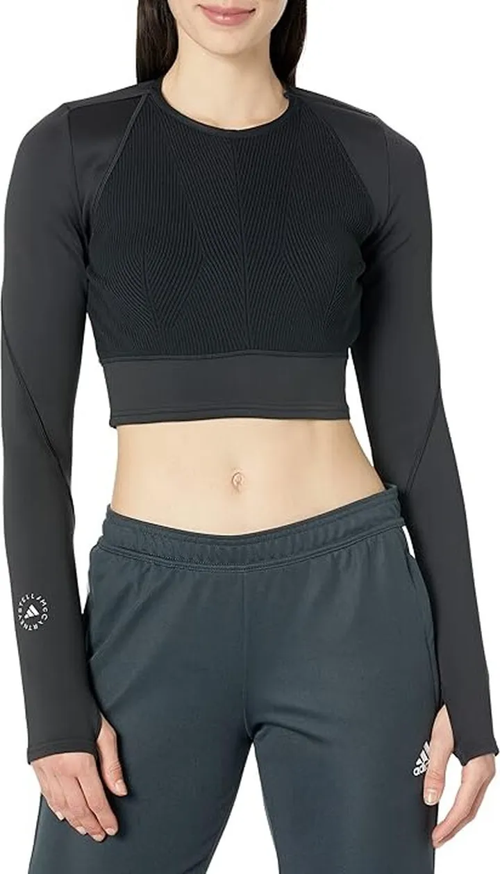 adidas by Stella McCartney TrueStrength Flatknit Long Sleeve HR4510 (Black) Women's Clothing
