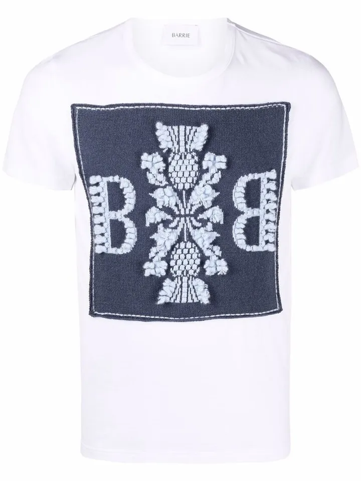 cashmere-patch cotton T-shirt
