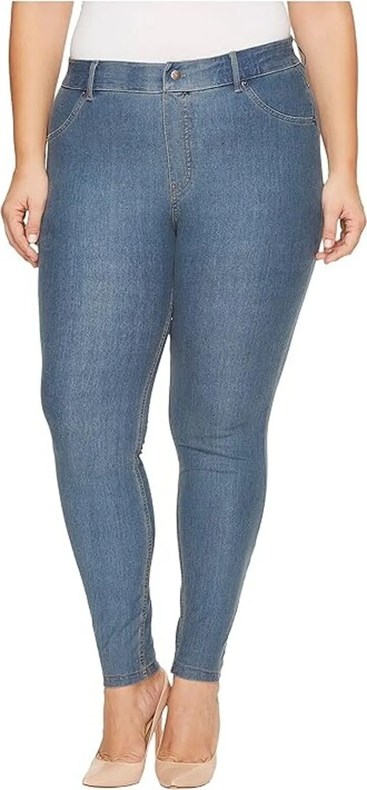 HUE Plus Size Essential Denim Leggings (Stone Acid Wash) Women's Jeans