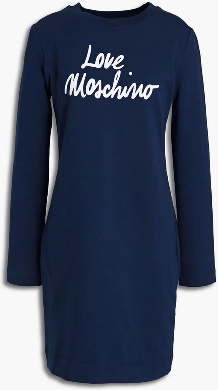 Flocked cotton-blend fleece mini dress