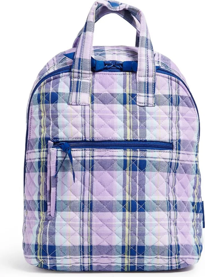 Vera Bradley Women's Recycled Cotton Mini Totepack Amethyst Plaid