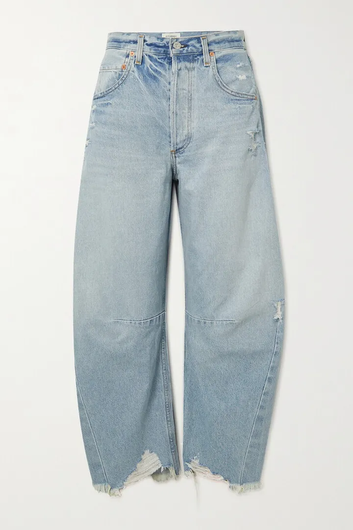 Citizens of Humanity - Horseshoe Distressed High-rise Tapered Jeans - Blue