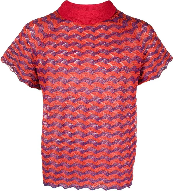 scallop-hem knitted T-shirt