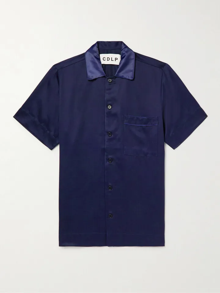 Home Satin-Trimmed Lyocell-Twill Pyjama Shirt