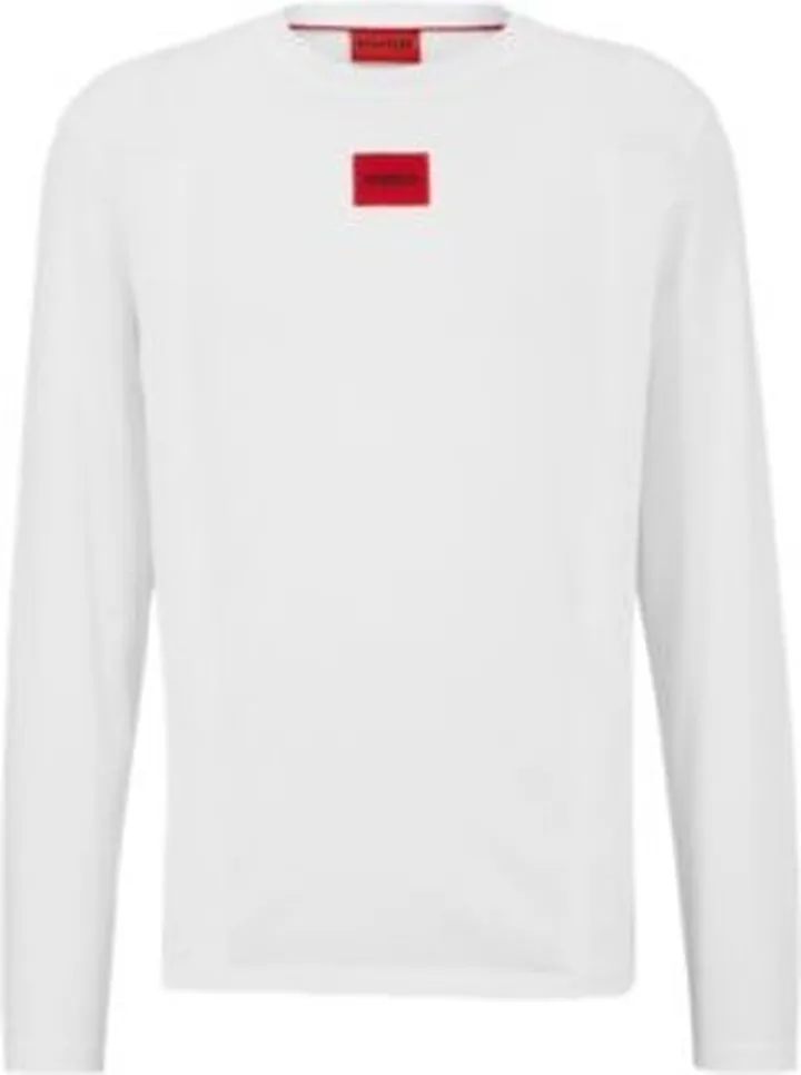 Cotton-jersey T-shirt with red logo label