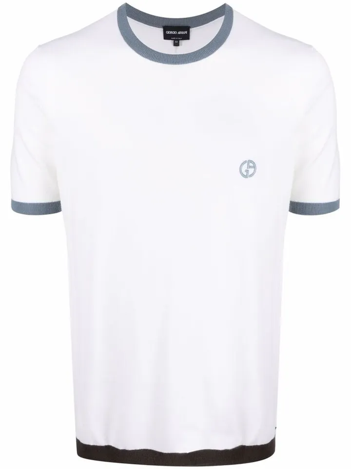 logo-embroidered virgin wool T-shirt