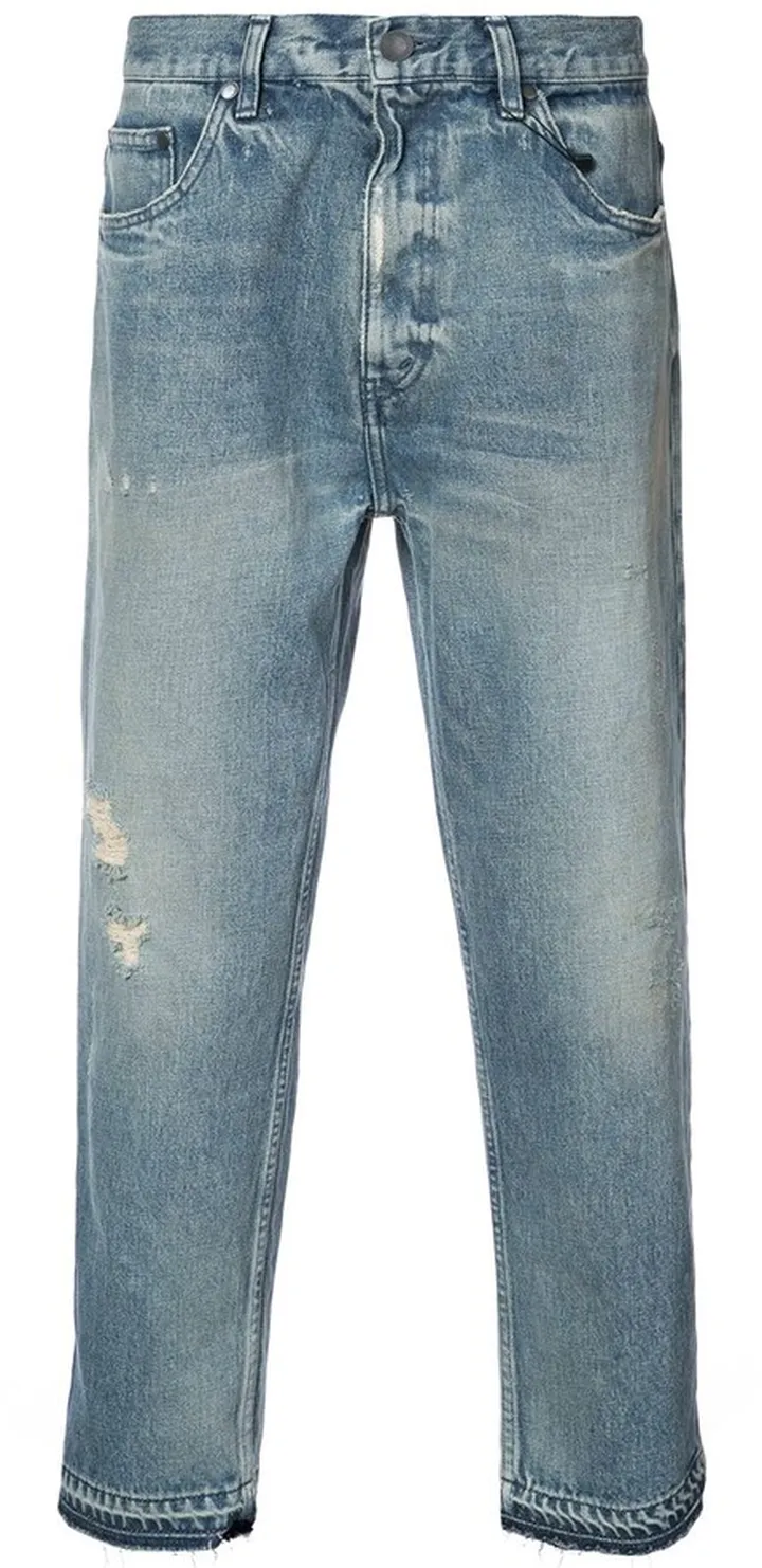 Cropped Distressed Effect Jeans