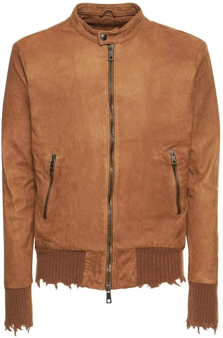 Leather bomber jacket