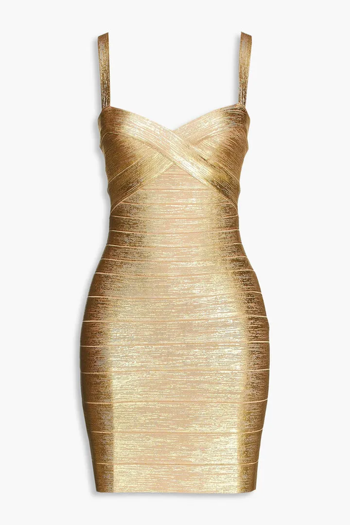 Metallic bandage mini dress