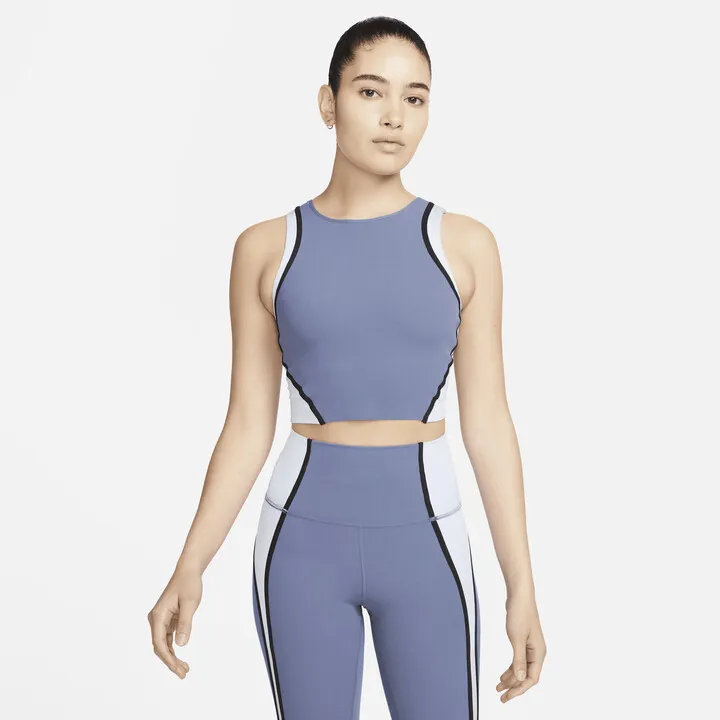 Women's Nike Yoga Dri-FIT Luxe Cropped Tank Top in Blue