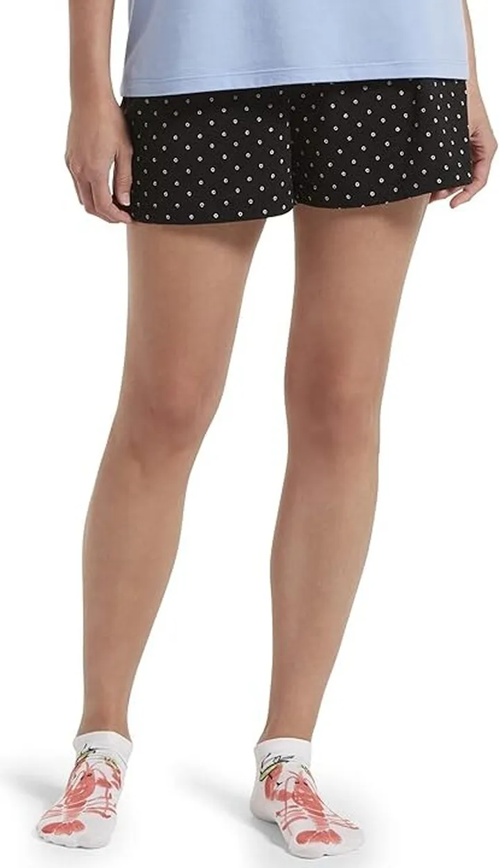 HUE Women's Printed Knit Boxer Set (Black - Dotty Square) Women's Pajama Sets