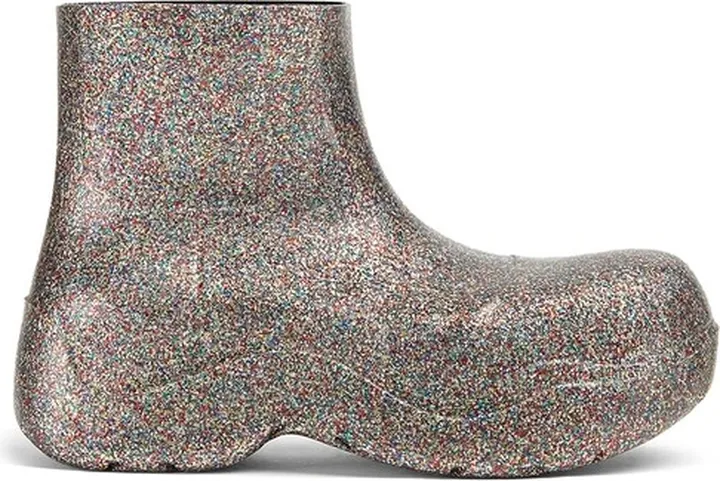 Puddle Glitter Rubber Ankle Boots Silver Multicolor