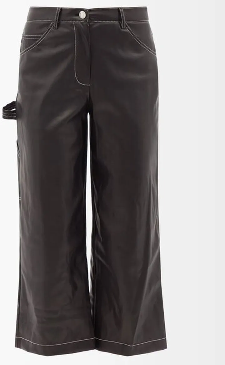 Domino Faux-leather Cropped Trousers