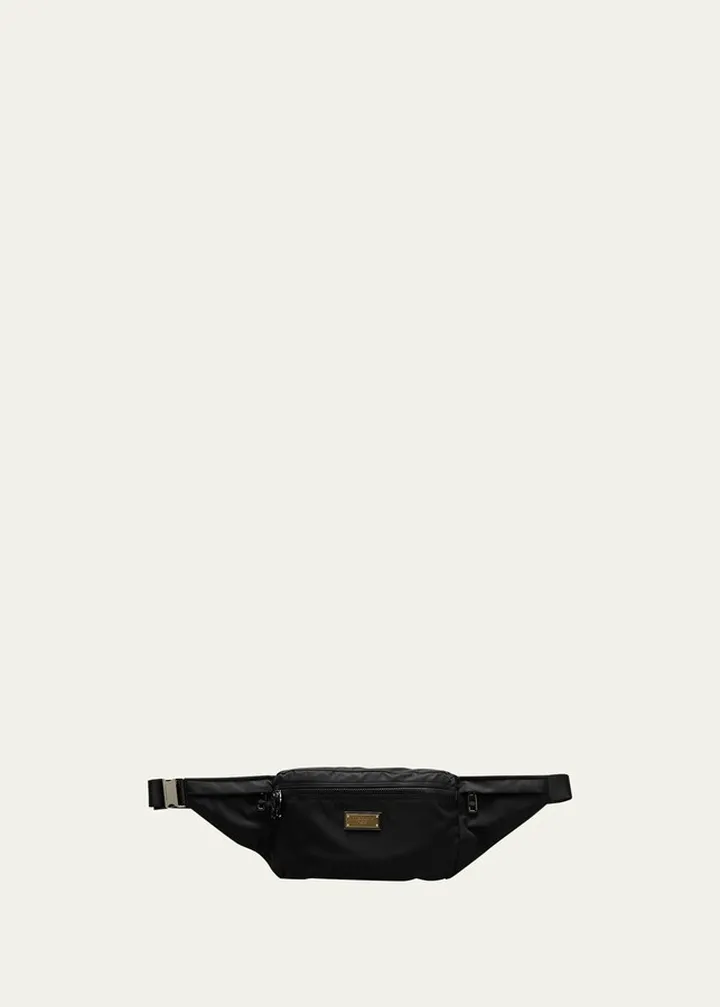 Men's Nero Sicilia DNA Leather & Nylon Belt Bag