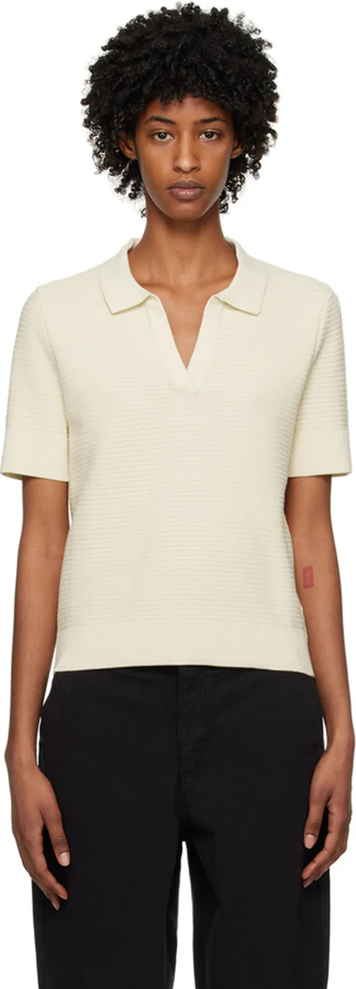 Sunspel Off-White Textured Polo