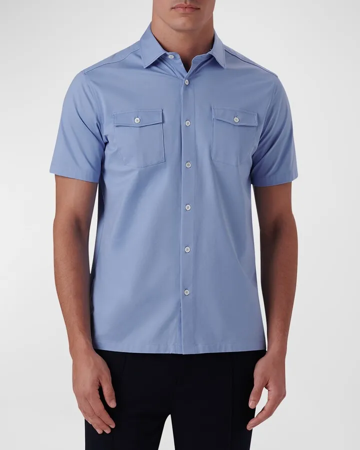 Men's OoohCotton Short-Sleeve Shirt with Chest Pockets