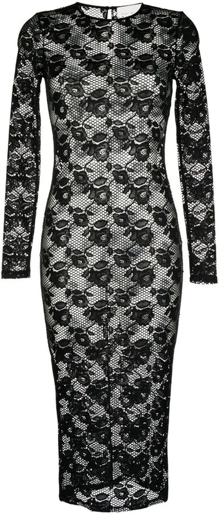 Floral-Lace Detail Midi Dress